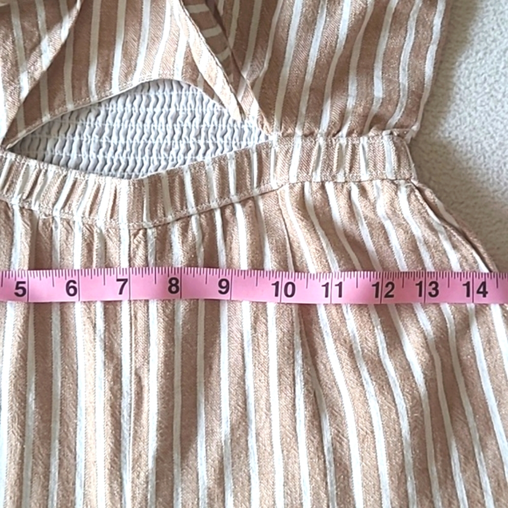 Abercrombie & Fitch Beige and White Striped Linen Jumpsuit - Picture 9 of 16